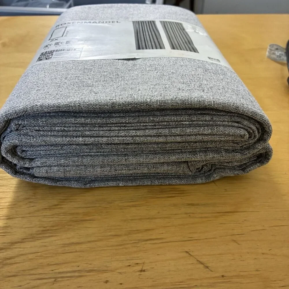 IKEA ROSENMANDEL Gray Blackout Curtain Panels Set Of 2 53x84 Textured Window